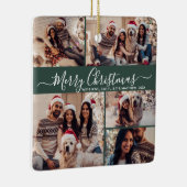 スクリプエレガントト5フォトコラージグリーンクリスマス セラミックオーナメント (右)