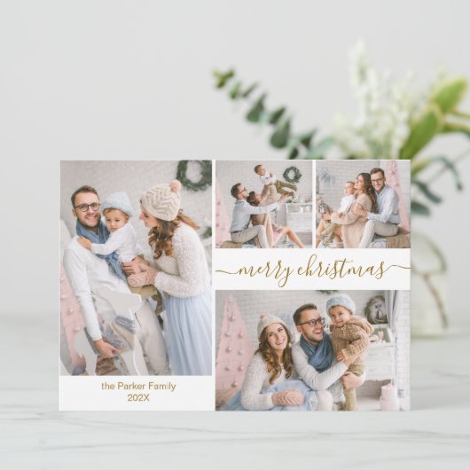 スクリプエレガントト5フォトコラージュのクリスマスカード シーズンカード (スタンド正面)
