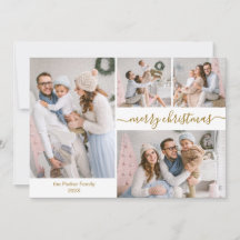 スクリプエレガントト5フォトコラージュのクリスマスカード