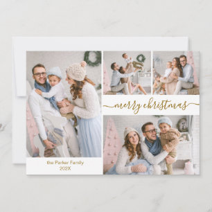スクリプエレガントト5フォトコラージュのクリスマスカード シーズンカード