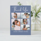 スクリプエレガントト5枚の写真が青いノバ結婚スの サンキューカード (スタンド正面)