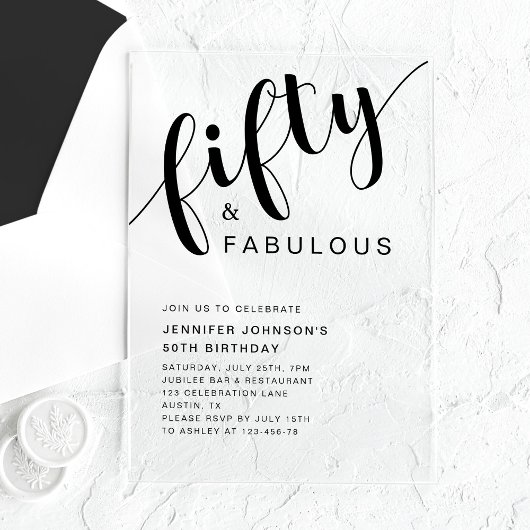 スクリプエレガントト50誕生日 アクリル招待状