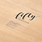 スクリプエレガントト50誕生日 アクリル招待状 (レイダウン)