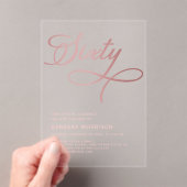 スクリプエレガントト60バラ金ゴールド60誕生日 アクリル招待状 (インサイチュ (ポータブル))