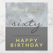 スクリプエレガントト60モダングレイ60誕生日 ワインラベル (シングルラベル)