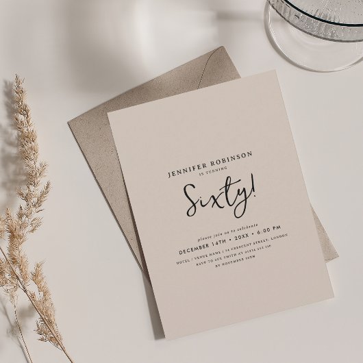 スクリプエレガントト60th誕生日シャンパン 招待状