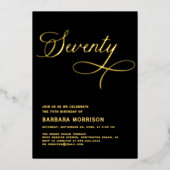 スクリプエレガントト70ブラック金ゴールド70誕生日 箔招待状 (正面)