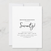 スクリプエレガントト70モダン誕生日白黒 招待状 (正面)