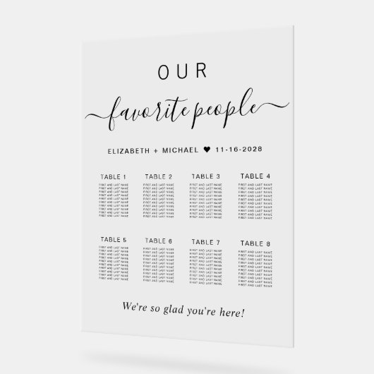 スクリプエレガントト8テーブル結婚のシーティングチャート アクリルサイン (傾斜)