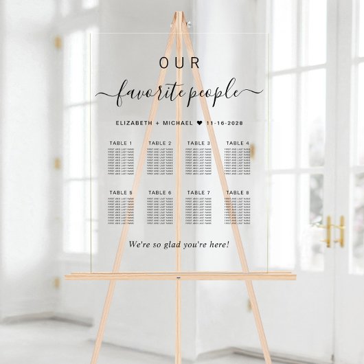 スクリプエレガントト8テーブル結婚のシーティングチャート アクリルサイン