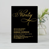 スクリプエレガントト90ブラック金ゴールド90誕生日 箔招待状 (立ち正面)