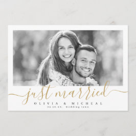 スクリプエレガントト「たった今結婚しました」モダン写真結婚の 招待状