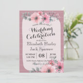 スクリプエレガントト&ウォーター色フローラウェディングシャワー 招待状 (スタンド正面)