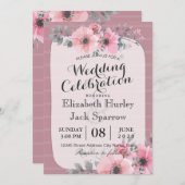 スクリプエレガントト&ウォーター色フローラウェディングシャワー 招待状 (正面/裏面)