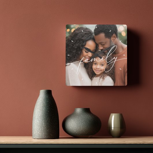 スクリプエレガントト・オーバーレイ・ファミリの写真 スクエア壁時計