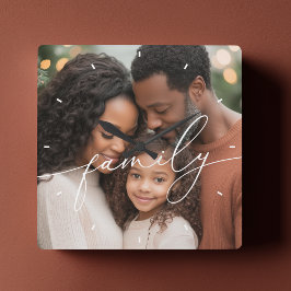 スクリプエレガントト・オーバーレイ・ファミリの写真 スクエア壁時計