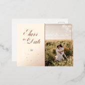 スクリプエレガントト・カップル写真ウェディング日付の保存 箔招待状ポストカード (正面/裏面)