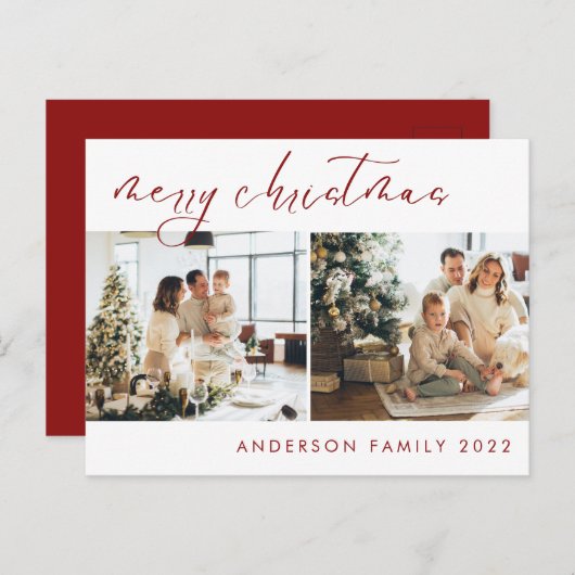 スクリプエレガントト・クリスマス・グリーティング |赤いポストカード ポストカード (正面/裏面)