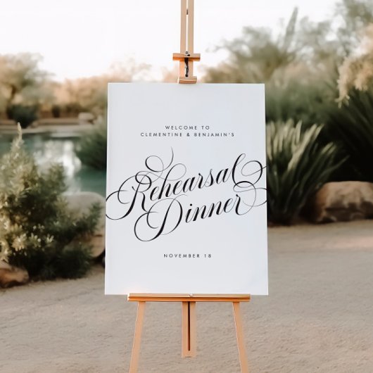 スクリプエレガントト・シック結婚のリハーサル・ディナー・サイン ポスター