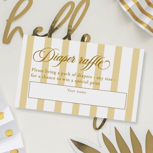 スクリプエレガントト&ストライプシベビーシャワーおむつラッフル エンクロージャーカード