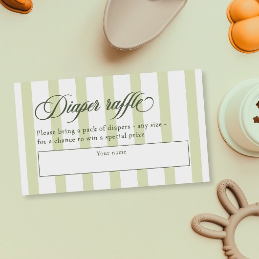 スクリプエレガントト&ストライプシベビーシャワーおむつラッフル エンクロージャーカード