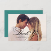 スクリプエレガントト |ティール（緑がかった色）結婚ありがとう サンキューカード (正面/裏面)