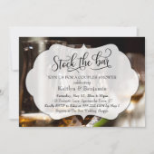 スクリプエレガントト、フォトストックバーカップルのシャワー 招待状 (正面)