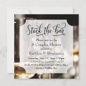 スクリプエレガントト、フォトストックバーカップルのシャワー 招待状 (正面)