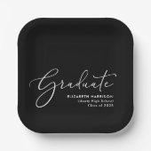 スクリプエレガントト・ブラック卒業パーティー ペーパープレート (正面)