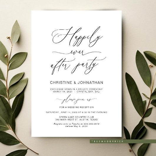 スクリプエレガントト、ブラック、結婚の駆け落ち 招待状