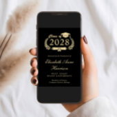 スクリプエレガントト・ブラック・金ゴールド大学の卒業 案内状