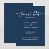 スクリプエレガントト・ミニマル海軍とホワイト結婚ズ セーブザデート (正面/裏面)
