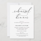 スクリプエレガントト・ミニマル結婚リストのリハーサル・ディナー 招待状 (正面)