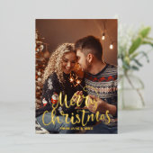 スクリプエレガントト・メリークリスマス・ゴールデンフォイル写真 箔シーズンカード (立ち正面)