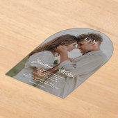 スクリプエレガントト&モノグラムオーバーレイ結婚写真 アクリル招待状 (レイダウン)