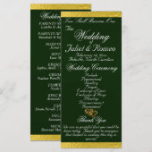 スクリプエレガントト&リボン – エメラルド/金ゴールド結婚の プログラム (正面/裏面)