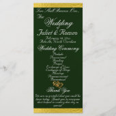 スクリプエレガントト&リボン – エメラルド/金ゴールド結婚の プログラム (正面)