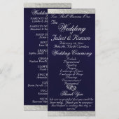 スクリプエレガントト&リボン – ネイビーブルー/シルバー結婚ズ プログラム (正面/裏面)