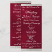 スクリプエレガントト&リボン – Burgundy/Silver 結婚's プログラム (正面/裏面)