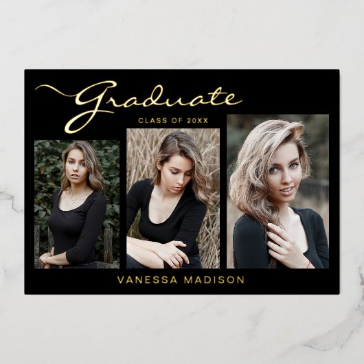 スクリプエレガントト |写真グラフの発表 箔招待状 (正面)