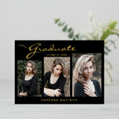 スクリプエレガントト |写真グラフの発表 箔招待状 (立ち正面)