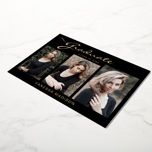 スクリプエレガントト |写真グラフの発表 箔招待状 (回転した状態)