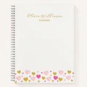 スクリプエレガントト|水彩ハート|オフホワイト&金ゴールド ノートブック (正面)