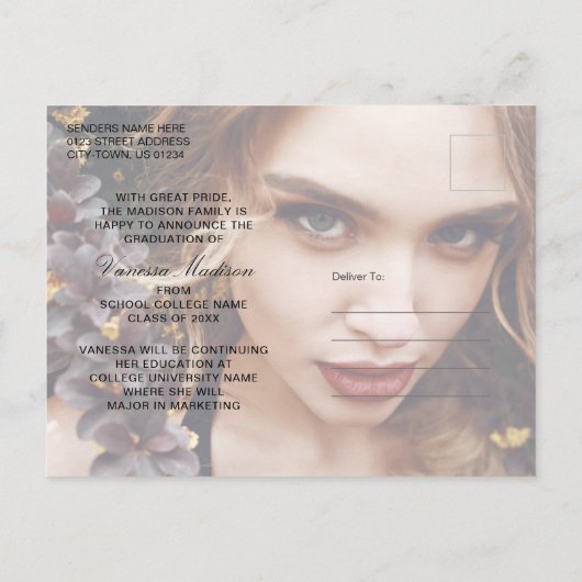 スクリプエレガントト | 2写真卒業2面 ポストカード (裏面)