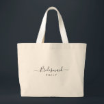 スクリプエレガントトBridesmaid名パーソナライズされたトートB ラージトートバッグ<br><div class="desc">Bridesmaid Toteエレガント Bagのスクリプト。機能トレンディーとススタイリッシュクリプトフォント、ブライドメイド名でパーソナライズ。</div>