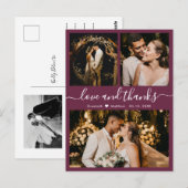 スクリプエレガントトBurgundy結婚's Thank Youポストカード ポストカード (正面/裏面)