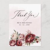 スクリプエレガントトBurgundy赤面フローラ ポストカード (正面)