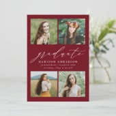 スクリプエレガントトBurgundy 4写真卒業パーティー 招待状 (スタンド正面)