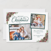 スクリプエレガントトChristmas Botanical 2フォトグリーン シーズンカード (正面)