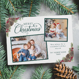 スクリプエレガントトChristmas Botanical 2フォトグリーン シーズンカード